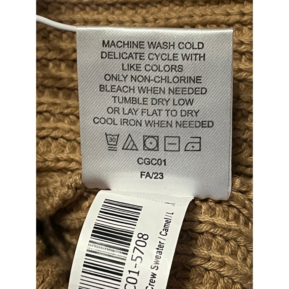 Quince 100% Organic Cotton Fisherman Crew Sweater Camel Brown Size L CGC01-5708 - Picture 7 of 11